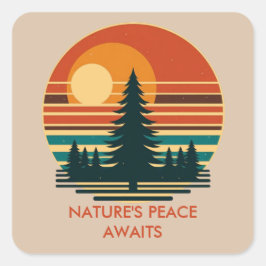 Zonsondergang Avontuur in het bos Natuur Vierkante Sticker