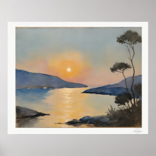 Zonsondergang Baai Landschapsposter Poster