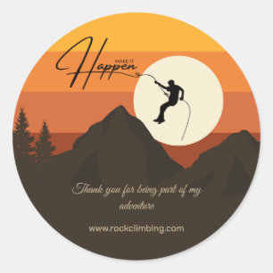 Zonsondergang Bergbeklimmen Dank u Avontuur Ronde Sticker