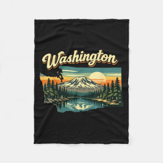 Zonsondergang Bergbos Meer Scène in de staat Washi Fleece Deken