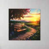 Zonsondergang Berglandschap met Apple en Pad Canvas Afdruk (Voorkant)