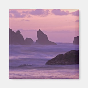 Zonsondergang bij Bandon Beach Sea Stacks. Magneet