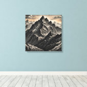 Zonsondergang bij de bergen kunstwerk canvas afdruk (Insitu (Houten vloer))