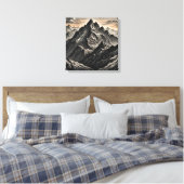 Zonsondergang bij de bergen kunstwerk canvas afdruk (Insitu (Slaapkamer))