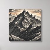 Zonsondergang bij de bergen kunstwerk canvas afdruk (Voorkant)