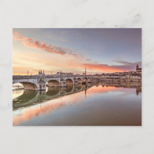 Zonsondergang bij de Jacques Gabriel-brug in Blois Briefkaart