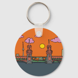 Zonsondergang bij de Oberbaumbrücke in Berlijn Sleutelhanger
