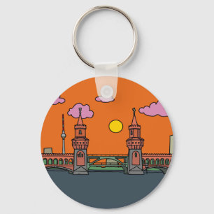 Zonsondergang bij de Oberbaumbrücke in Berlijn Sleutelhanger