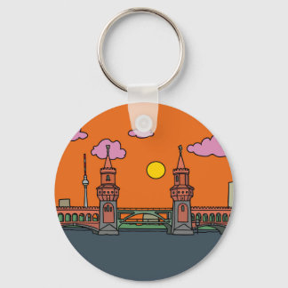 Zonsondergang bij de Oberbaumbrücke in Berlijn Sleutelhanger