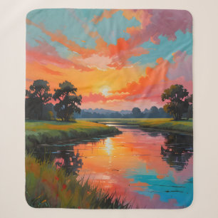 Zonsondergang bij de rivier sherpa deken