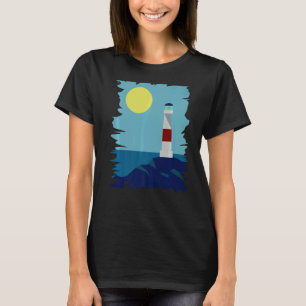 Zonsondergang bij de Vuurtoren Digitale Kunst Mela T-shirt