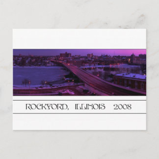 Zonsondergang bij Downtown Rockford Briefkaart