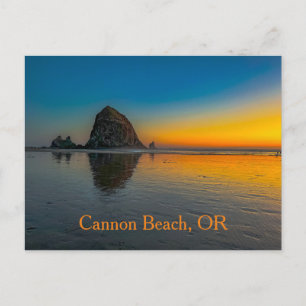 Zonsondergang bij Haystack Rock op Cannon Beach, O Briefkaart