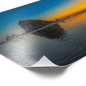 Zonsondergang bij Haystack Rock op Cannon Beach, O Foto Afdruk (Hoek)