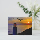 Zonsondergang bij Heceta Head Lighthouse Oregon Briefkaart (Staand voorkant)