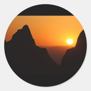 Zonsondergang bij het Venster Ronde Sticker
