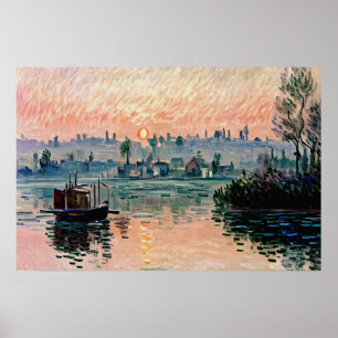 Zonsondergang bij Lavacourt (1) Een rustige avondg Poster