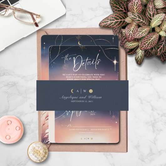 Zonsondergang bij maanopkomst uitnodigingen wikkel