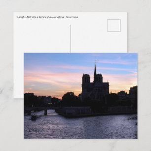 Zonsondergang bij Notre Dame de Paris Briefkaart