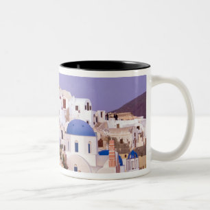 Zonsondergang bij Oil, Santorini 2 Tweekleurige Koffiemok