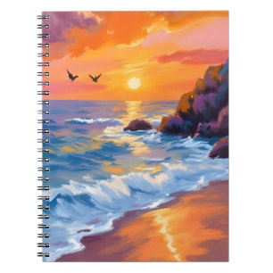 Zonsondergang bij Orange Beach Kustschilderij Notitieboek