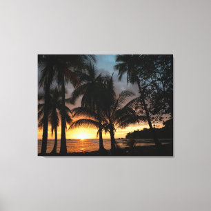 Zonsondergang bij Playa Castillo, Costa Rica Canvas Afdruk