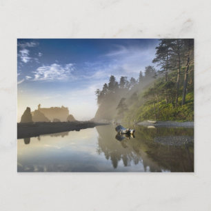 Zonsondergang bij Ruby Beach, Olympic National Par Briefkaart