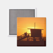 Zonsondergang bij Santa Monica State Beach Magnet Magneet (Voorkant / Achterkant)