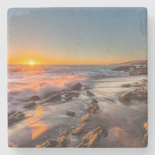 Zonsondergang bij Victoria Beach Stenen Onderzetter