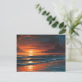 Zonsondergang bij zee art briefkaart (Staand voorkant)