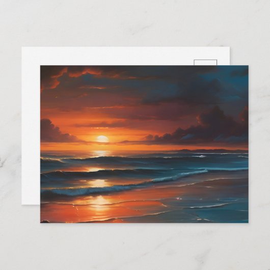 Zonsondergang bij zee art briefkaart (Voorkant / Achterkant)