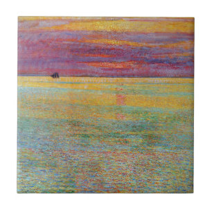 Zonsondergang bij Zee (door Childe Hassam) Tegeltje