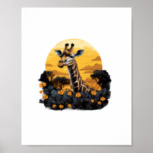 Zonsondergang Bloemendier Kunst Savanne Natuur Gir Poster