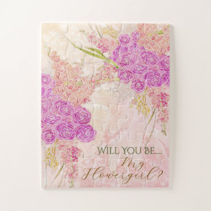 Zonsondergang Blush Boog Helder Roze Boeket-Bloem Legpuzzel