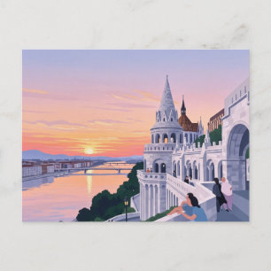 Zonsondergang Boedapest Hongarije Vissersbastion R Briefkaart