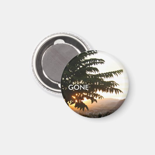 Zonsondergang Bomen Spanje Foto ronde magneet (Voorkant / Achterkant)