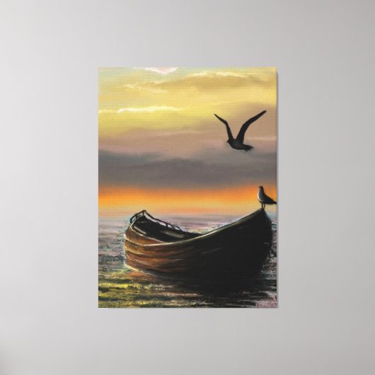 Zonsondergang Boot Canvas Kalmte Afdruk (Voorkant)