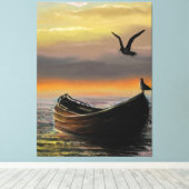 Zonsondergang Boot Canvas Kalmte Afdruk (Insitu (Houten vloer))