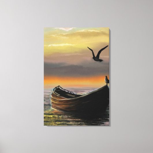 Zonsondergang Boot Canvasprint Rust Canvas Afdruk (Voorkant)