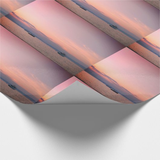 Zonsondergang Boten Zee Glanzend Inpakpapier (Hoek)