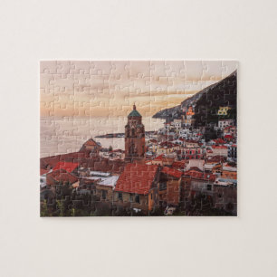 Zonsondergang boven Amalfi kustplaats Italië Legpuzzel