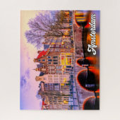 Zonsondergang boven Amsterdam, Nederland Legpuzzel (Verticaal)