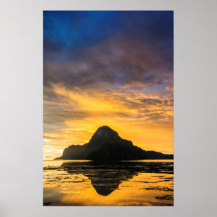 Zonsondergang boven Bacuit-archipel Poster