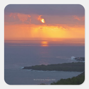 Zonsondergang boven de Baai van Kealakekua, Zuid-K Vierkante Sticker