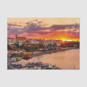 Zonsondergang boven de haven van Mahon - Menorca, Tissuepapier