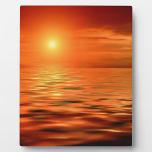 Zonsondergang boven de oceaan fotoplaat