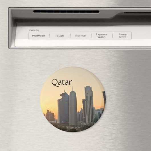 Zonsondergang boven Doha, Qatar magneet met tekst (Insitu (Vaatwasser))