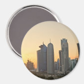 Zonsondergang boven Doha, Qatar ronde magneet (Voorkant / Achterkant)
