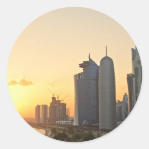 Zonsondergang boven Doha, Qatar ronde sticker