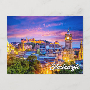 Zonsondergang boven Edinburgh, Schotland Briefkaart
